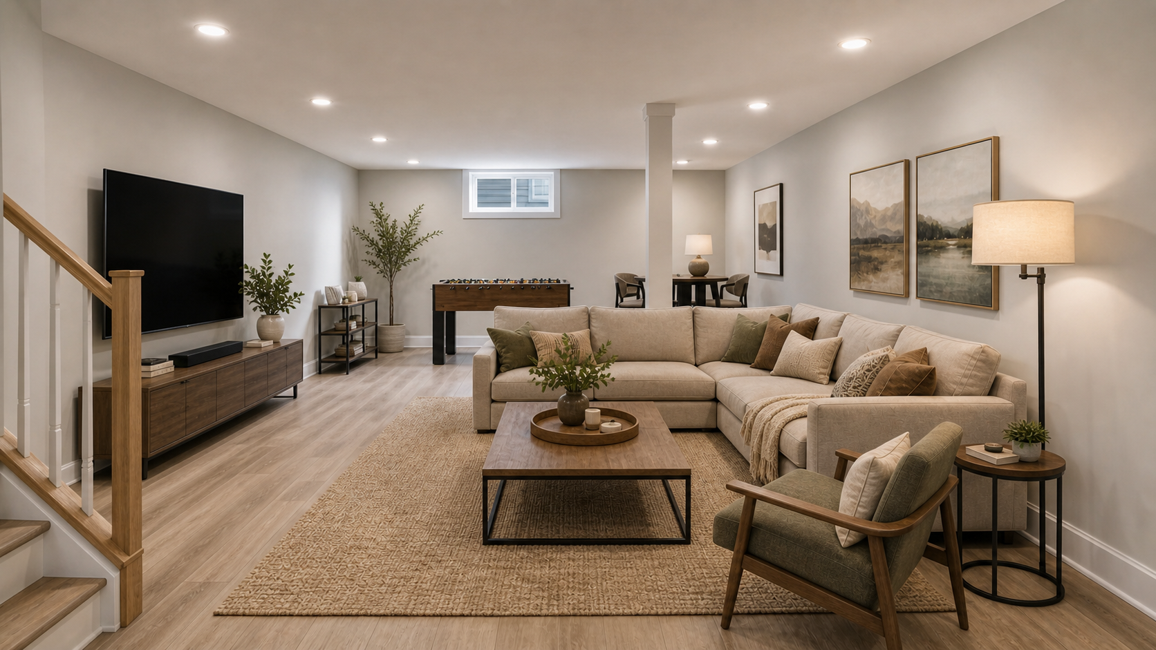 Basement after premium virtual staging
