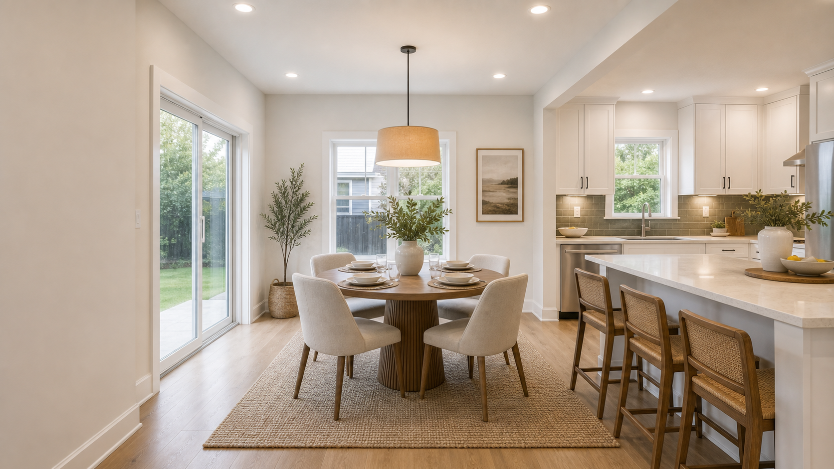 Kitchen and dining area after premium virtual staging
