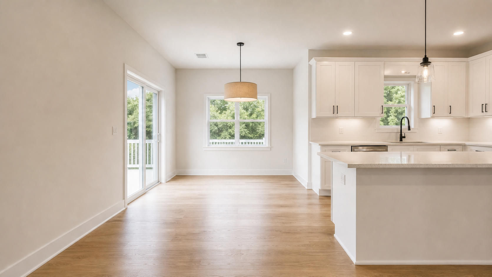 Kitchen and dining area before virtual staging