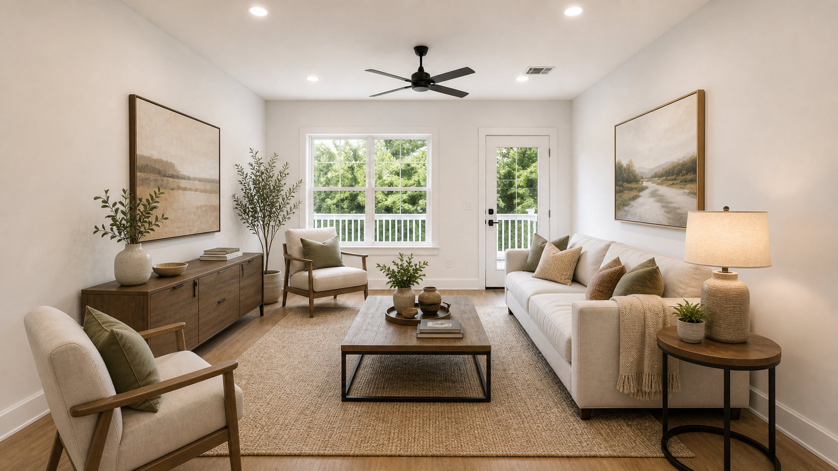 Vacant living room after premium virtual staging